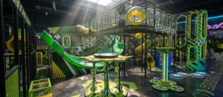 Höxter Berlin: Rendering der Spielanlage im Fußball-Look mit Rutsche und Kletterturm