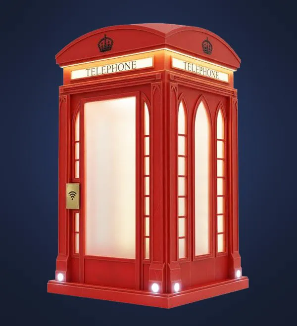 Escape-Arcade-Kabine im Thema English Telephone Booth